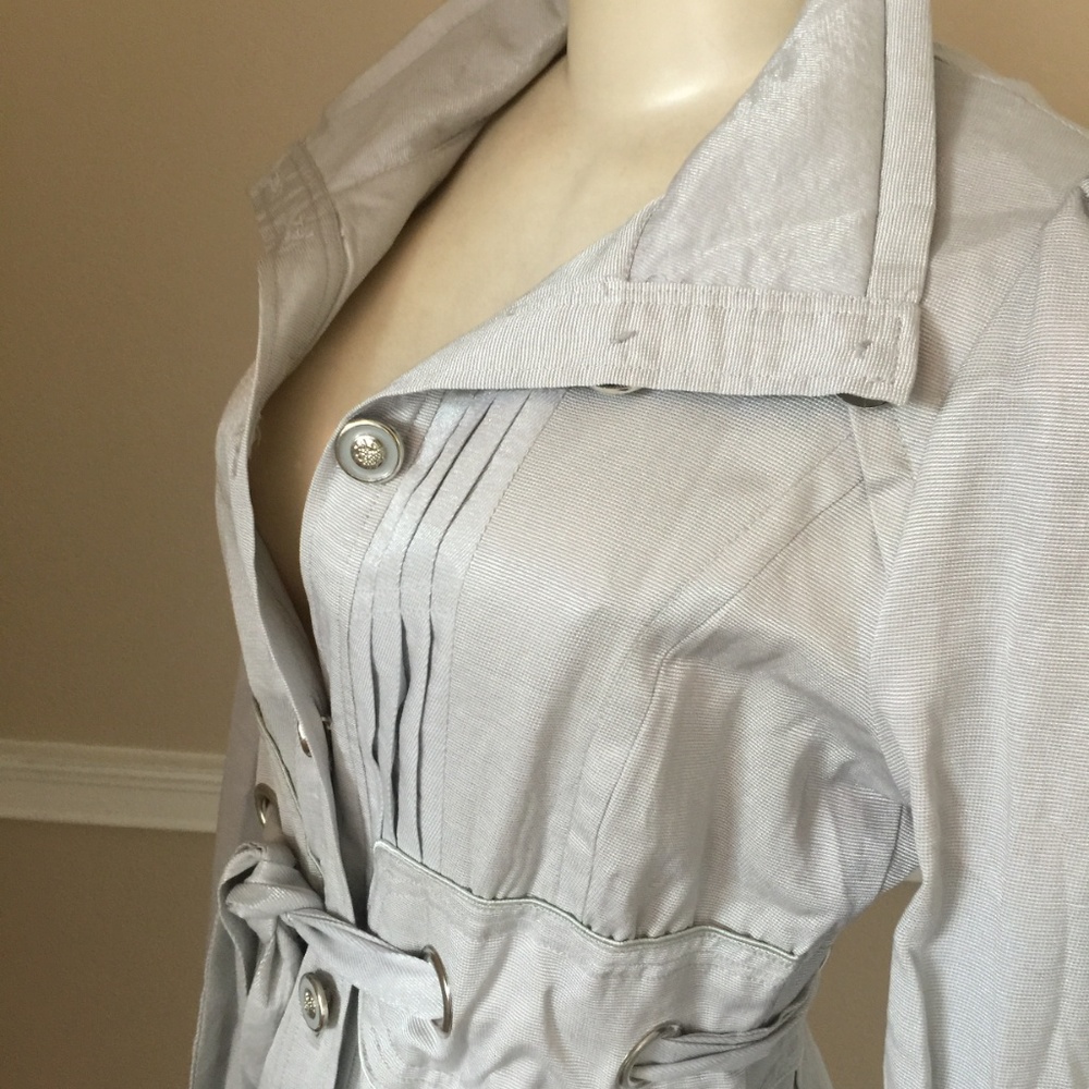  NEW - Gorgeous Silver Trench Coat Dress  - Picture 5 of 7